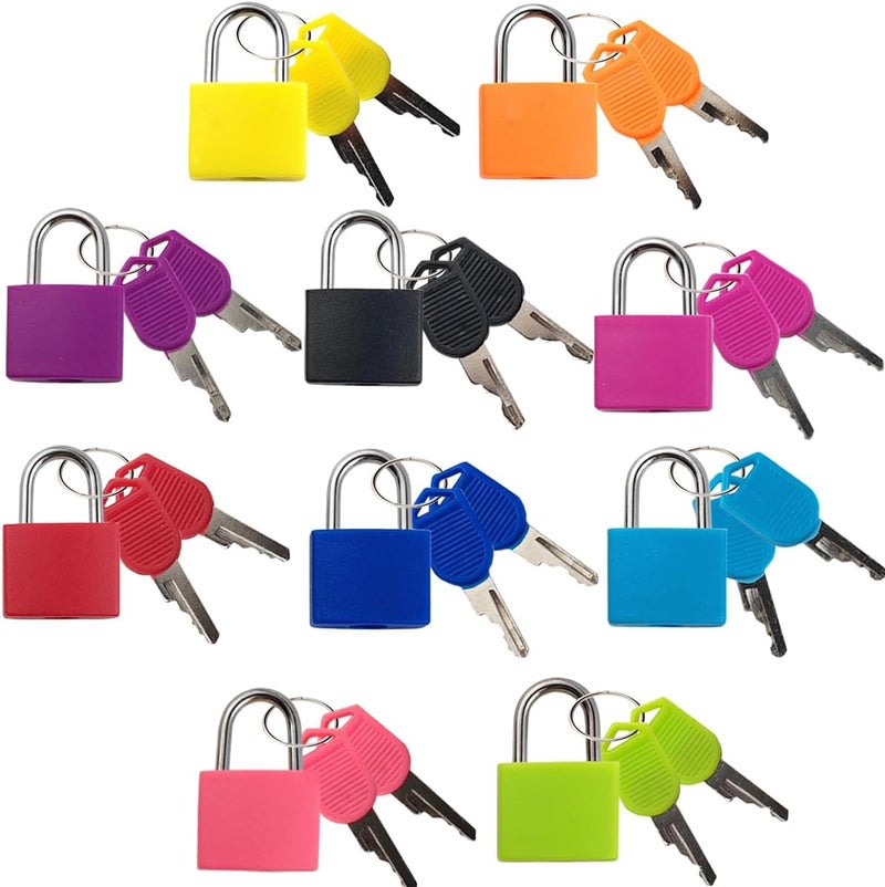TIHOOD 10PCS Luggage Locks with Keys, Locker Lock Small Luggage Padlocks, Suitcase Locks Metal Keyed Padlock for School Gym - Image 1